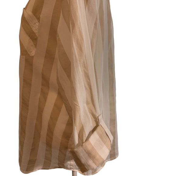 EDEN & OLIVIA LADIES L/ S TAN & WHITE BLOUSE - Picture 6 of 7